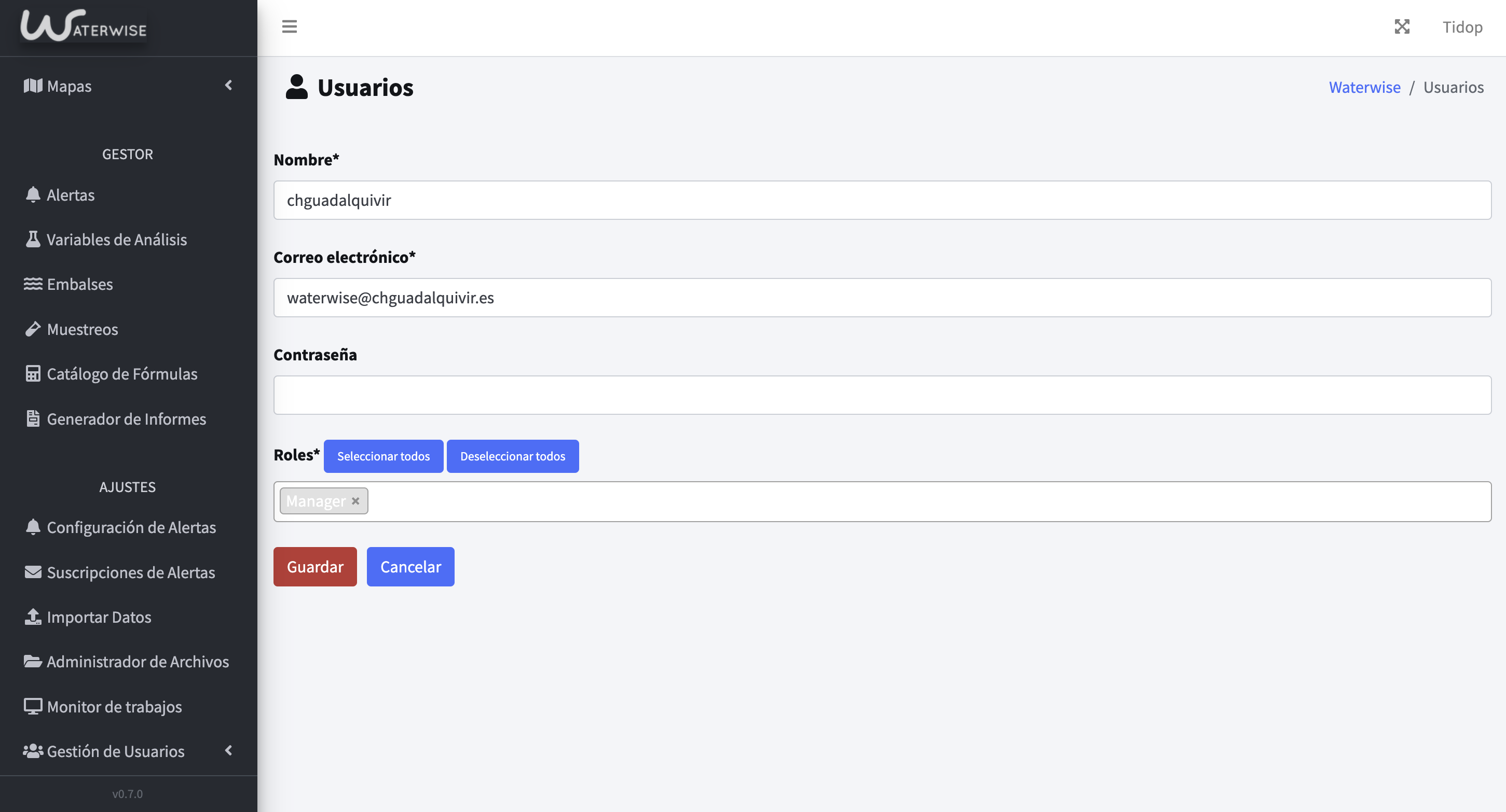 Edición de usuario